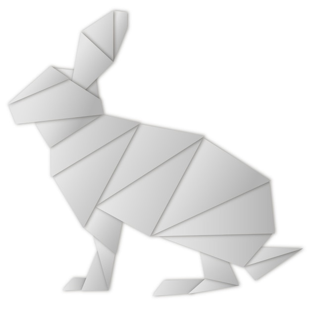Conejo de origami en un papel en vector