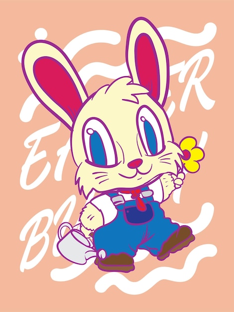 Conejo de Pascua arte pop diseño vectorial de fondo de Pascua