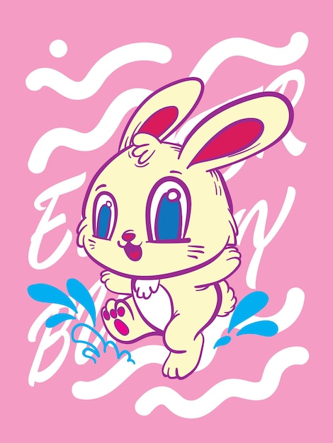 Conejo de Pascua arte pop diseño vectorial de fondo de Pascua