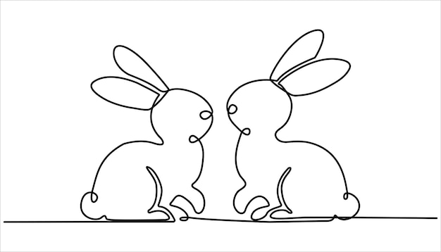 Conejo de Pascua dibujo continuo de una línea Decoración de vacaciones de Pascua Conejo de pascua para diseño de primavera