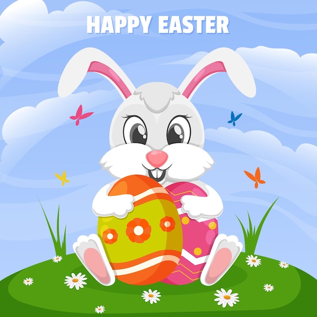 Conejo de Pascua y huevo