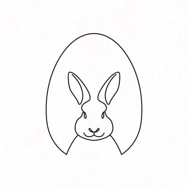 Conejo de Pascua con huevos dibujo continuo de una línea dibujo simple de conejo