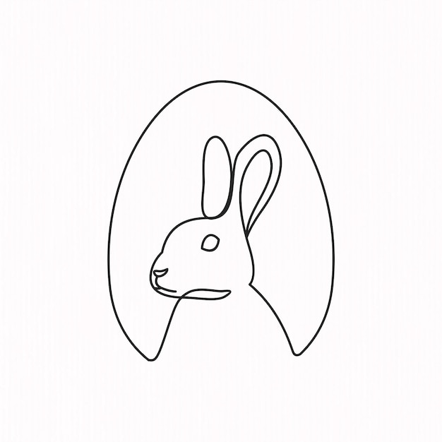 Conejo de Pascua con huevos dibujo continuo de una línea dibujo simple de conejo