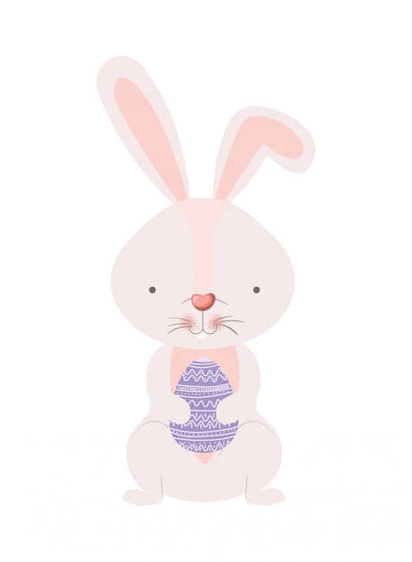 Conejo de Pascua con icono aislado huevo
