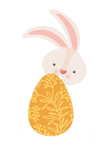 Conejo de Pascua con icono aislado huevo