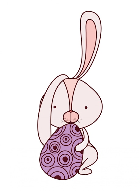 Conejo de Pascua con icono aislado huevo