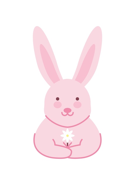 conejo de Pascua con icono de flor aislado