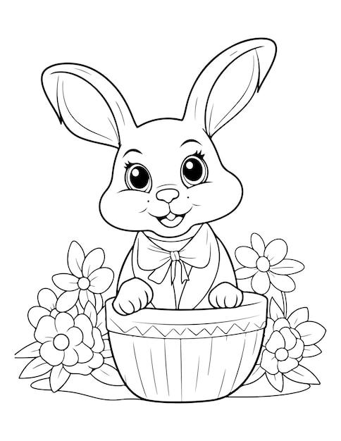 El conejo de Pascua Kawaii Página para colorear