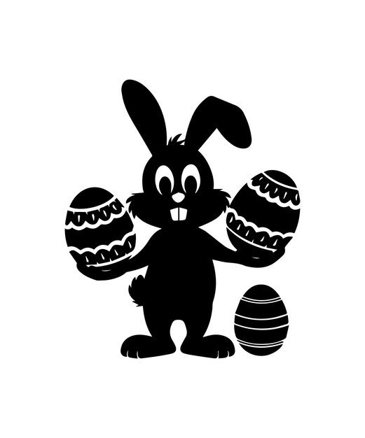 Conejo de Pascua con silueta de huevos Feliz día de Pascua