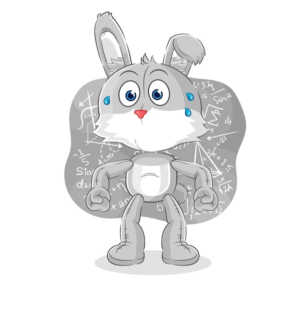 Conejo pensando duro personaje de dibujos animados de vectores
