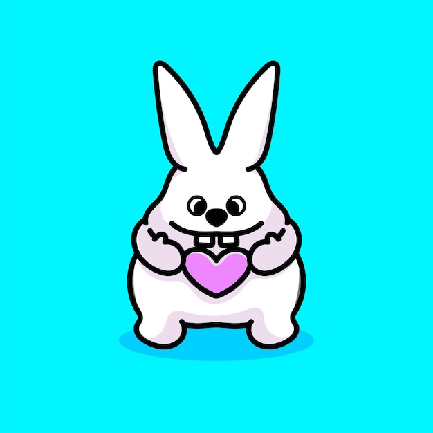 Vector conejo personaje de dibujos animados mascota diseño plano animal de piel animal lindo animal divertido diseño de logotipo de animal divertido