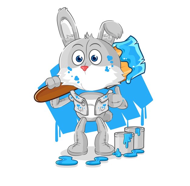 Conejo pintor ilustración vector de caracteres