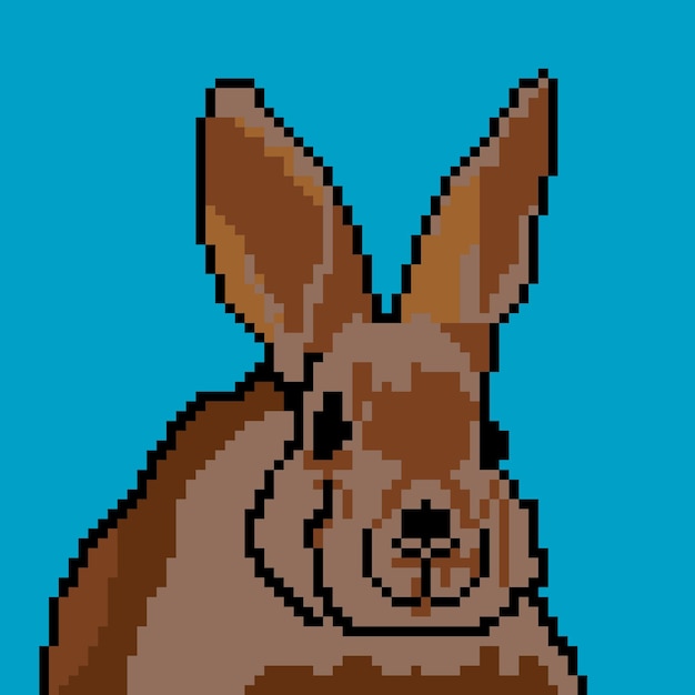 Conejo con pixel art. Ilustración vectorial