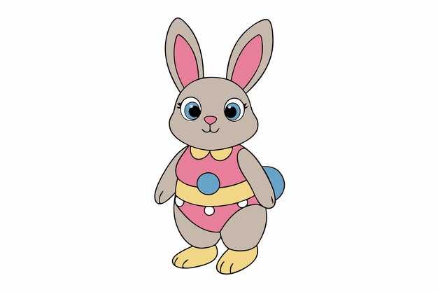 Conejo de playa Ilustración vectorial Conejo en traje de baño y sandalias Clipart para gráficos imprimibles