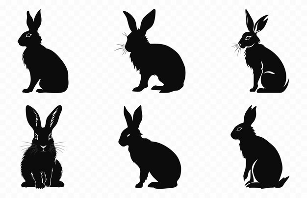 Conejo siluetas negro Vector Set conejo de Pascua silueta paquete