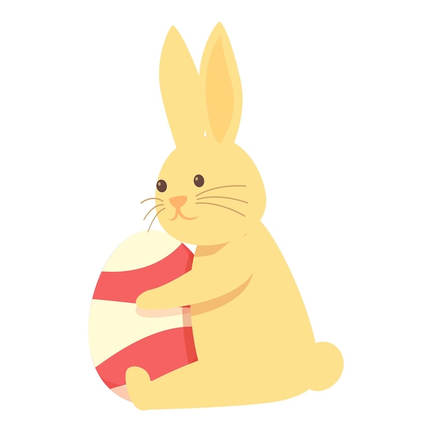 Conejo toma huevo grande icono dibujos animados vector Conejito de Pascua Lindo animal
