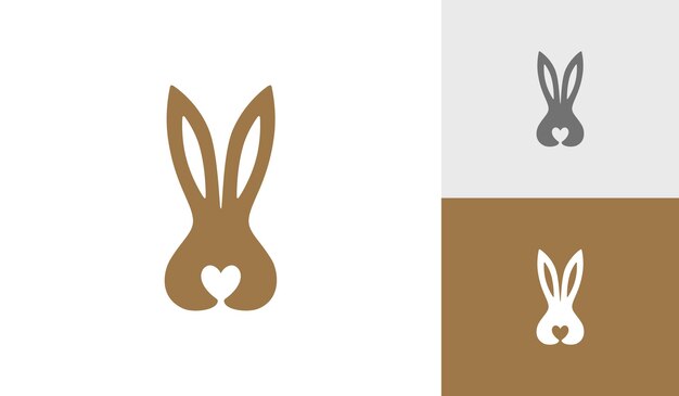 Conejo con vector de diseño de logotipo de símbolo de amor
