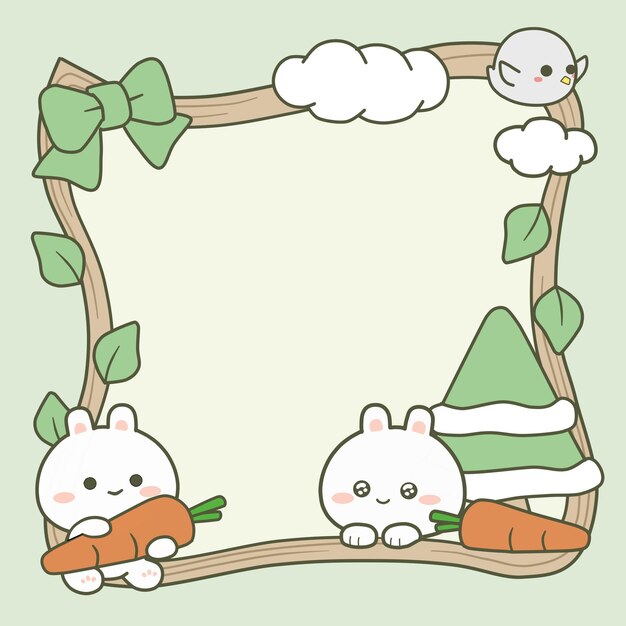 Conejo vector lindo con un elemento de naturaleza lindo