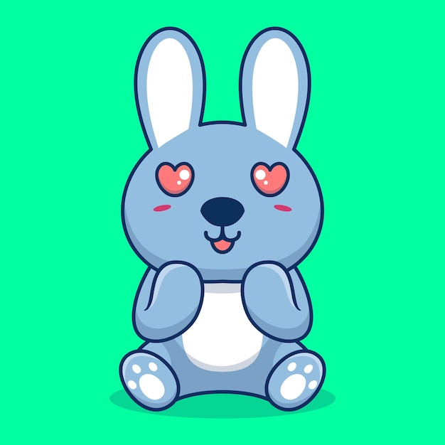 Vector conejo de vector sentado sorprendido linda mascota de dibujos animados kawaii creativo