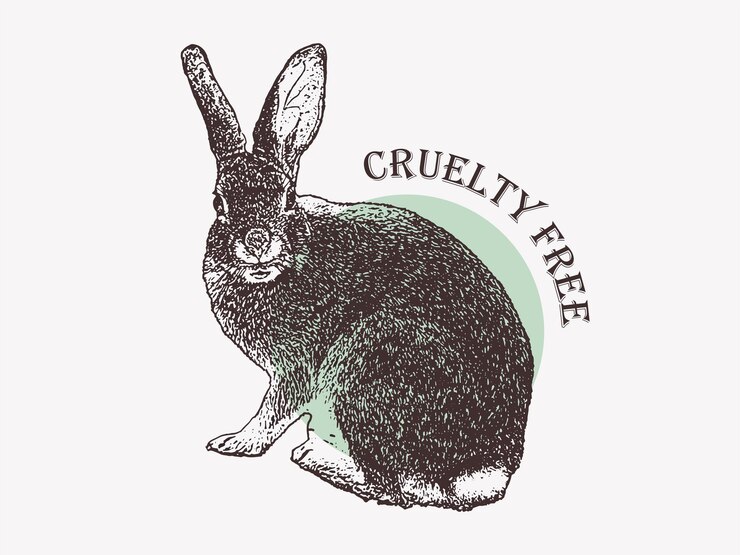 Vector conejo vectorial libre de crueldad no probado en animales para el símbolo de embalaje del producto. icono libre de crueldad
