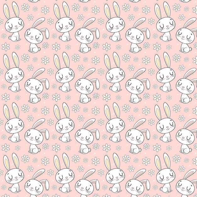 Conejos lindos patrón sin costuras vectorial fondo de impresión para niños