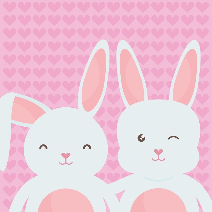 Vector conejos lindos personajes icono