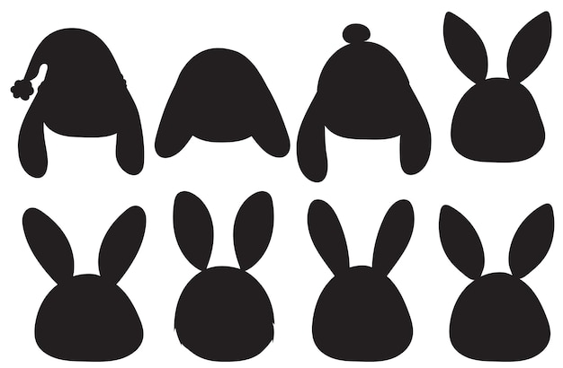 Conejos retrato silueta negra vector aislado