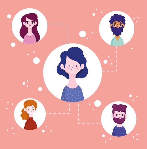 Vector conexión de avatar de personas