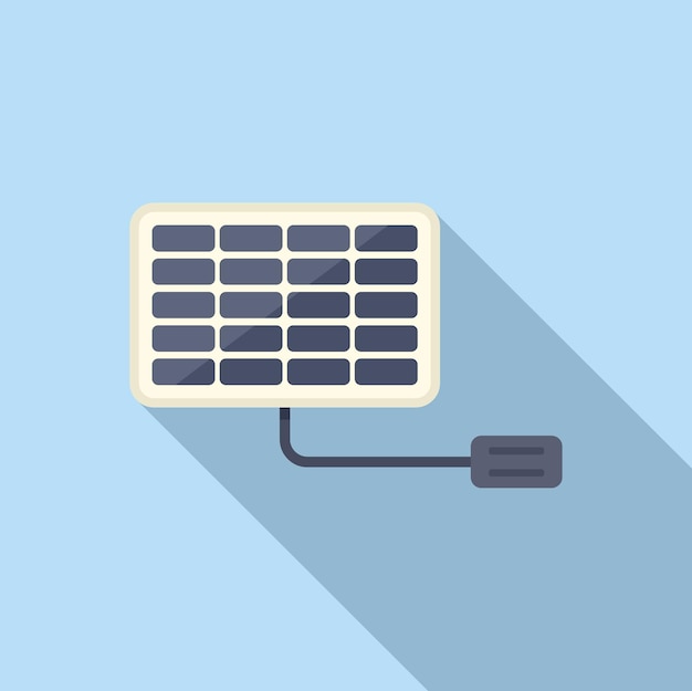 Conexión de la cuerda icono del panel solar vector plano célula térmica