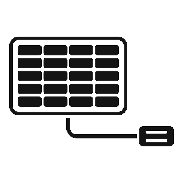 Conexión de la cuerda icono del panel solar vector simple célula térmica