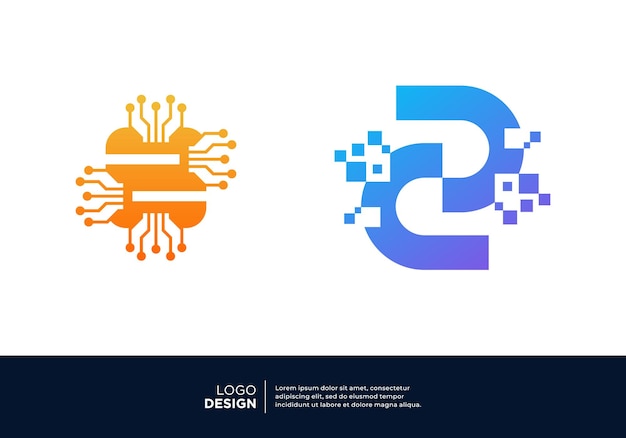 Conexión digital Número 2 colección de diseño de logotipo