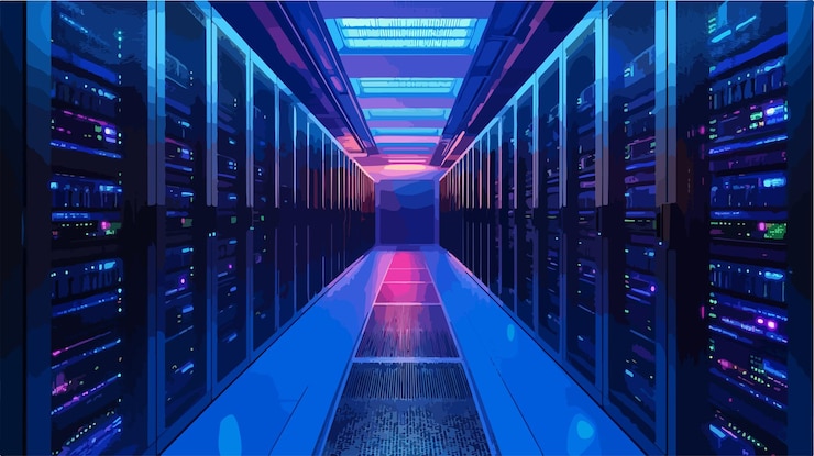 Vector conexión eficiente al centro de datos información de servidor de amplio ángulo