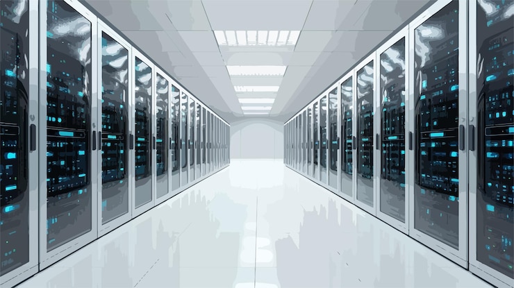 Vector conexión eficiente al centro de datos información de servidor de amplio ángulo