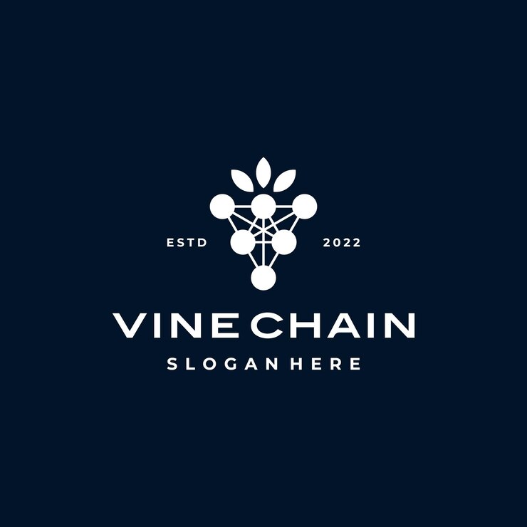 Vector conexión de enlace de cadena de fruta de uva de vid inspiración de diseño de logotipo