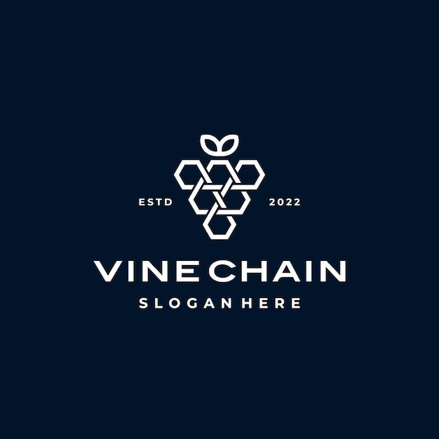 Conexión de enlace de cadena de fruta de uva de vid inspiración de diseño de logotipo