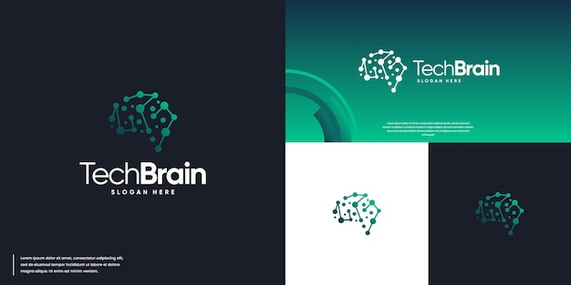 Conexión de la forma del cerebro con el concepto de tecnología diseño vectorial de logotipo de ciencia de la salud