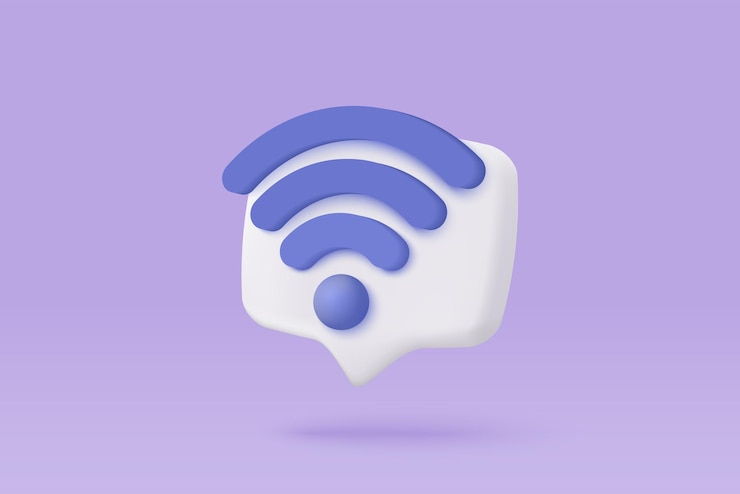Vector conexión inalámbrica 3d y red compartida en internet punto de acceso de punto de acceso para cobertura digital y en línea área de transmisión con wifi icono de señal inalámbrica 3d que representa la ilustración vectorial