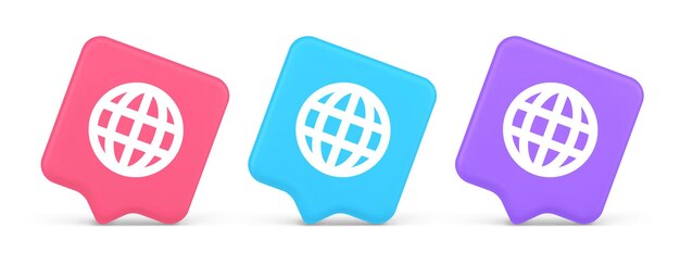 Conexión a Internet botón de información de navegación global búsqueda de datos en el ciberespacio icono 3D