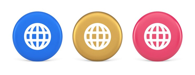 Vector conexión a internet botón de información de navegación global búsqueda de datos en el ciberespacio icono 3d