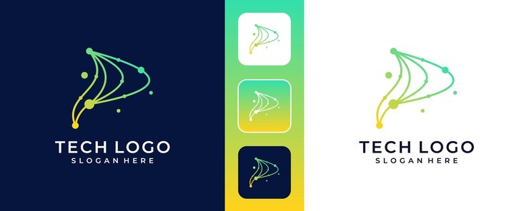 Vector conexión lineal de la letra inicial p modelos de diseño de logotipo vectorial