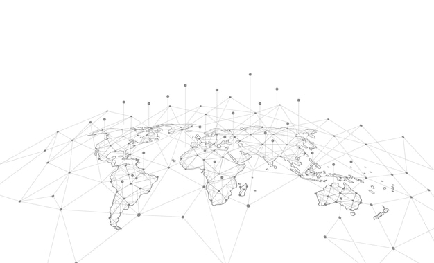 Conexión de red global Concepto de composición de punto y línea de mapa mundial de negocio global Ilustración vectorial