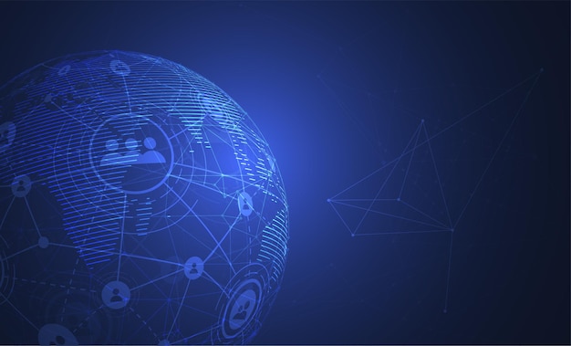 Conexión de red global. Concepto de composición de punto y línea de mapa mundial de negocios globales