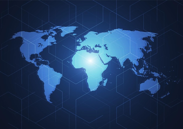 Conexión de red global Concepto de composición de puntos y líneas del mapa mundial de negocios globales Ilustración vectorial