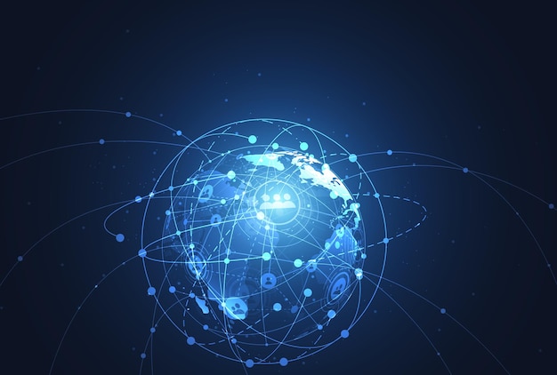 Conexión de red global Concepto de composición de puntos y líneas del mapa mundial de negocios globales Ilustración vectorial