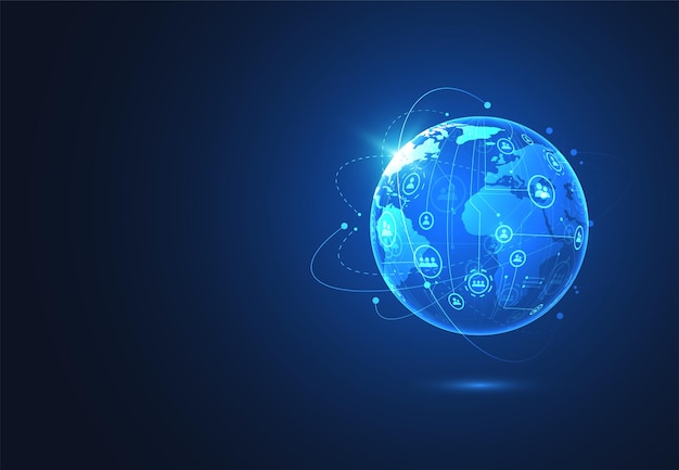 Conexión de red global Concepto de composición de puntos y líneas del mapa mundial de negocios globales Ilustración vectorial