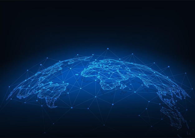 Conexión de red global Concepto de composición de puntos y líneas del mapa mundial de negocios globales Ilustración vectorial