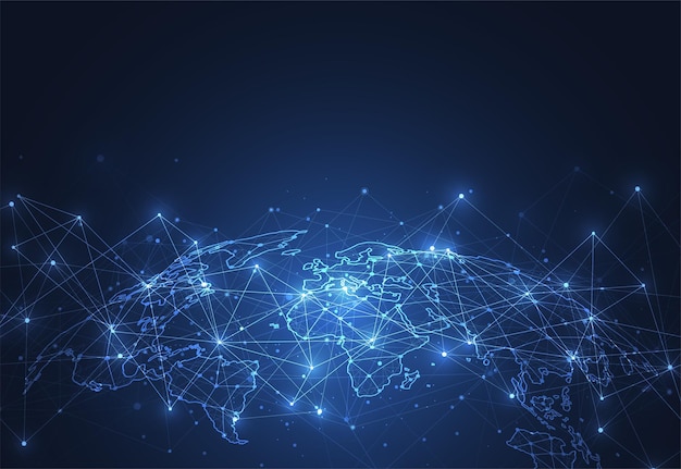 Conexión de red global Concepto de composición de puntos y líneas del mapa mundial de negocios globales Ilustración vectorial