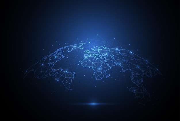 Conexión de red global Concepto de composición de puntos y líneas del mapa mundial de negocios globales Ilustración vectorial
