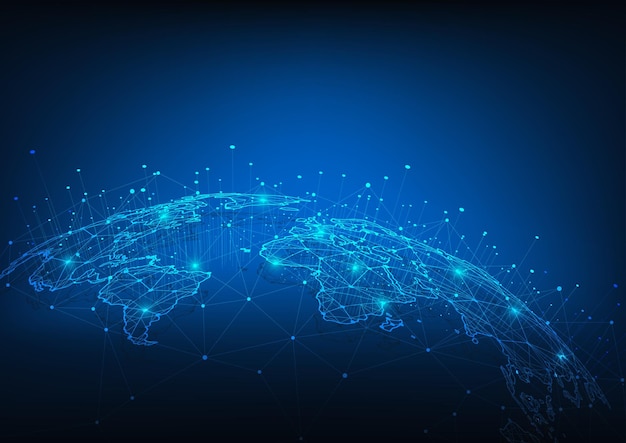 Conexión de red global Concepto de composición de puntos y líneas del mapa mundial de negocios globales Ilustración vectorial