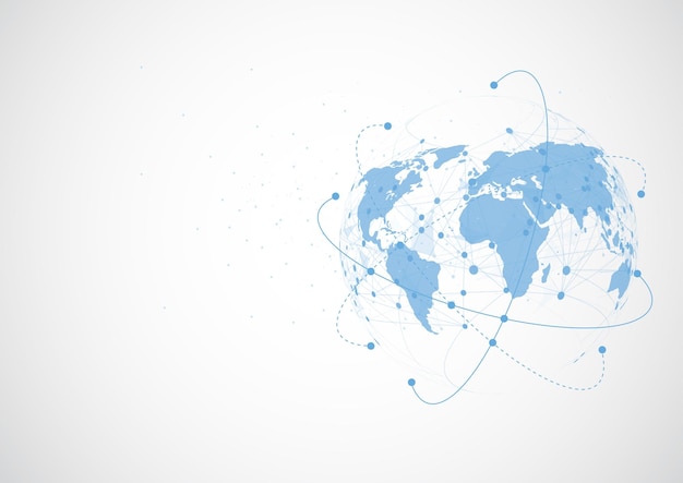 Conexión de red global Concepto de composición de puntos y líneas del mapa mundial de negocios globales Ilustración vectorial